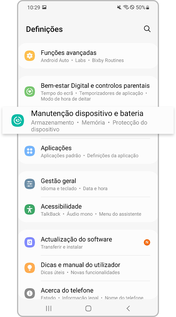 Bateria e manutenção do dispositivo