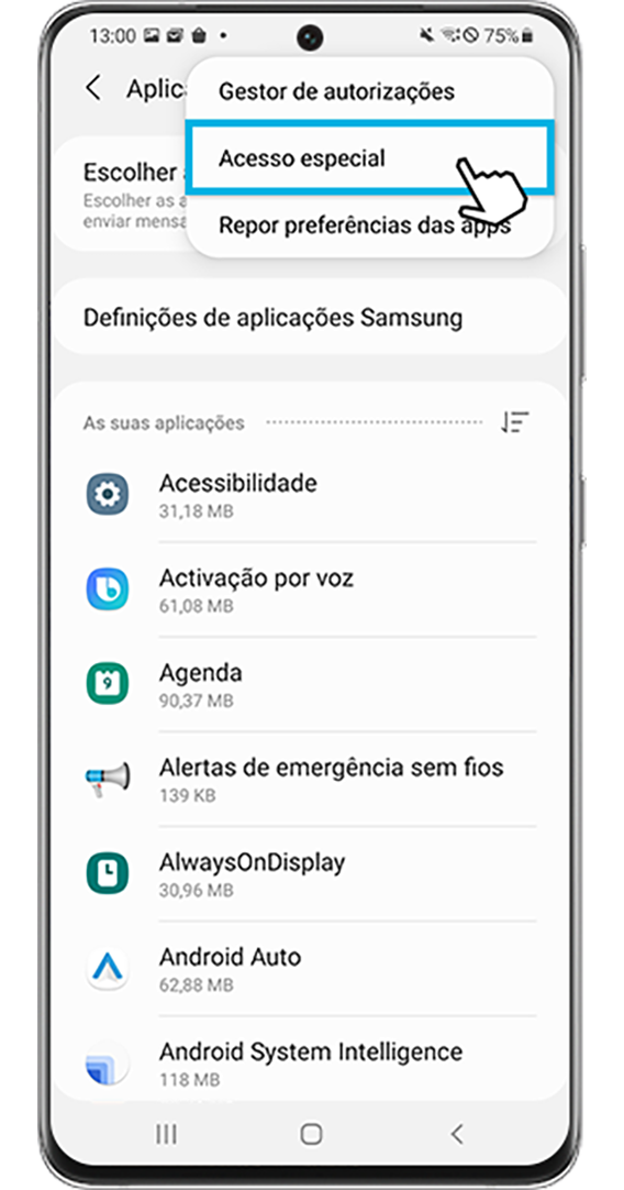 otimizar aplicações individuais para usar menos bateria-mais opções