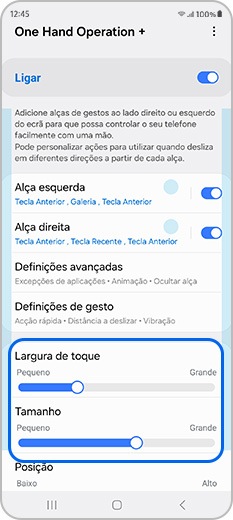 Ajuste as alças da aplicação One Hand Operation +