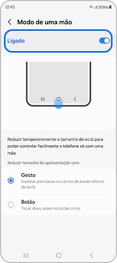 Ative o Modo de uma mão