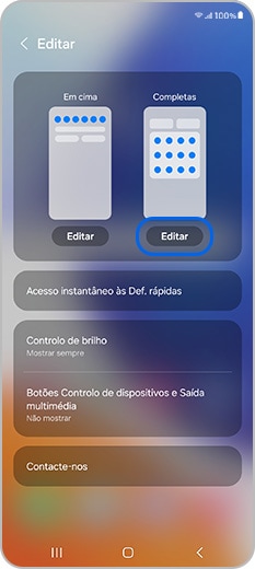 Toque no botão Editar por baixo de Completas
