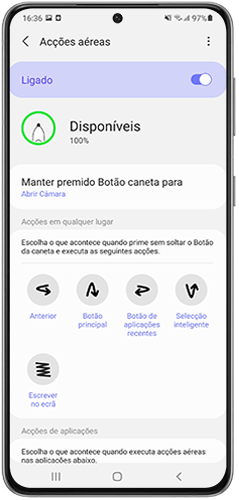 Personalize o Botão da caneta.