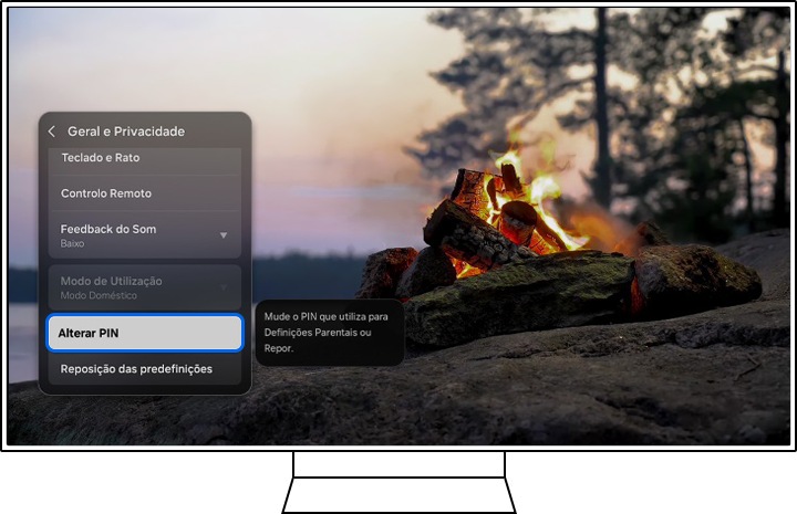 PIN selecionado no Gestor do sistema