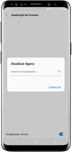 Quando começa a transferir a atualização, o progresso é exibido no ecrã