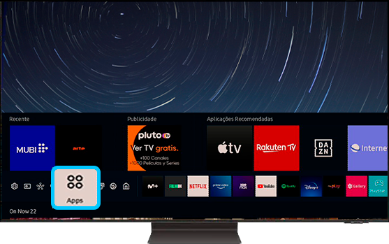 Selecione Apps no menu da TV