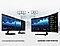 Muestra una descripción del monitor súper amplio con el que parece que estás usando dos monitores en uno. A la izquierda, hay dos monitores y una marca de texto de monitor doble convencional; a la derecha se muestran imágenes y el texto del monitor Samsung CH89.