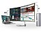 Esta imagen describe la función Picture-by-Picture, que conecta dos fuentes de entrada diferentes. A la izquierda, hay un texto que marca la conexión entre la computadora portátil y HDMI y, a la derecha, un texto que marca la conexión entre la PC y DP.