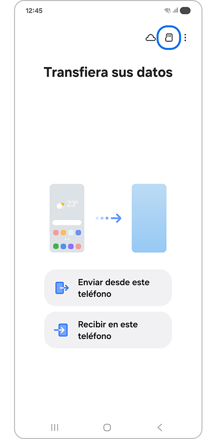 Tocar el ícono de la tarjeta SD