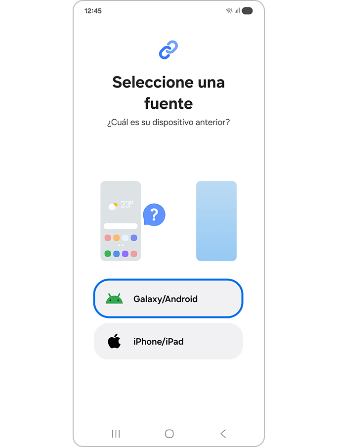 Seleccionar el tipo de dispositivo anterior