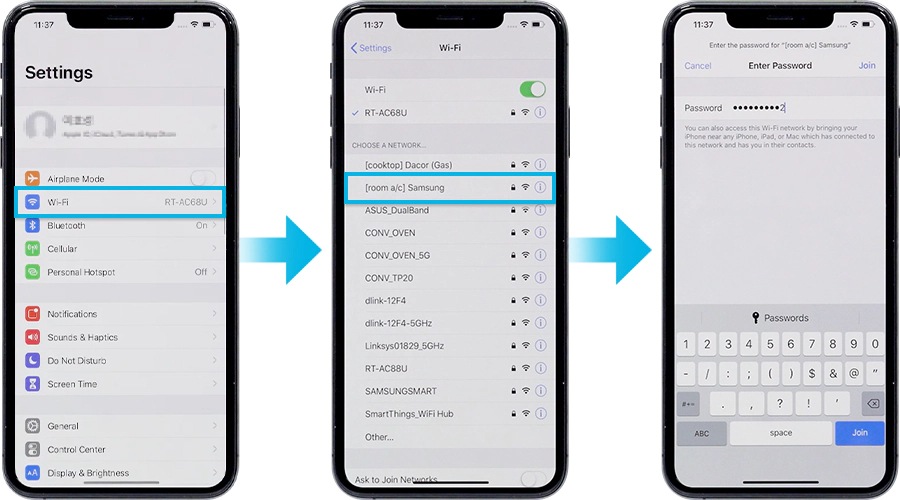 connect the wi-fi network with password