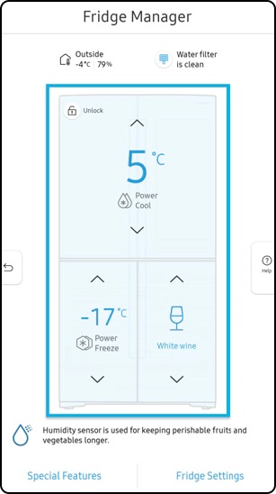 change the temperature on fridge manager