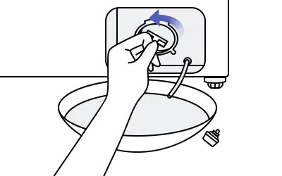after water stops remove the debris filter turning it counterclockwise