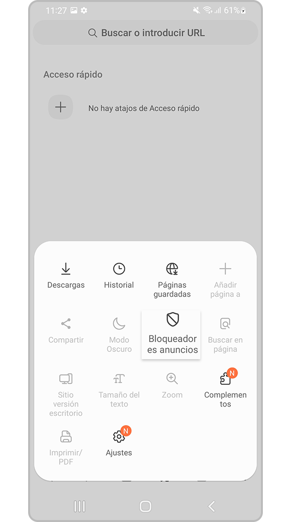 Seleccione la configuración de bloqueadores de anuncios
