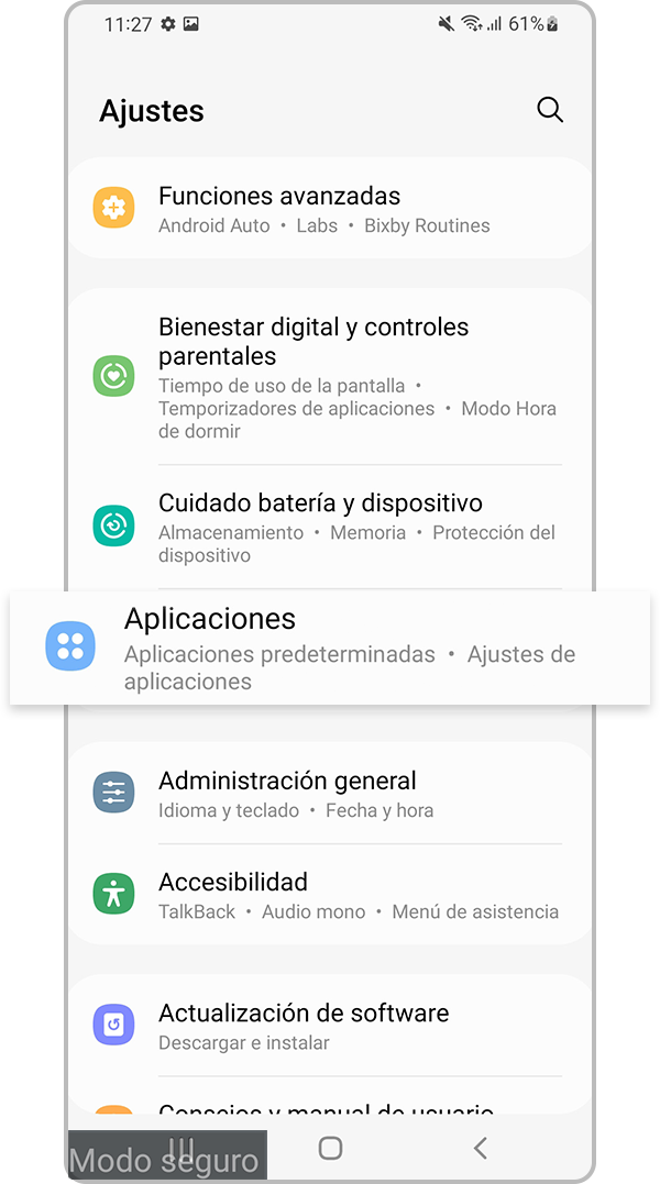 Menú de aplicaciones