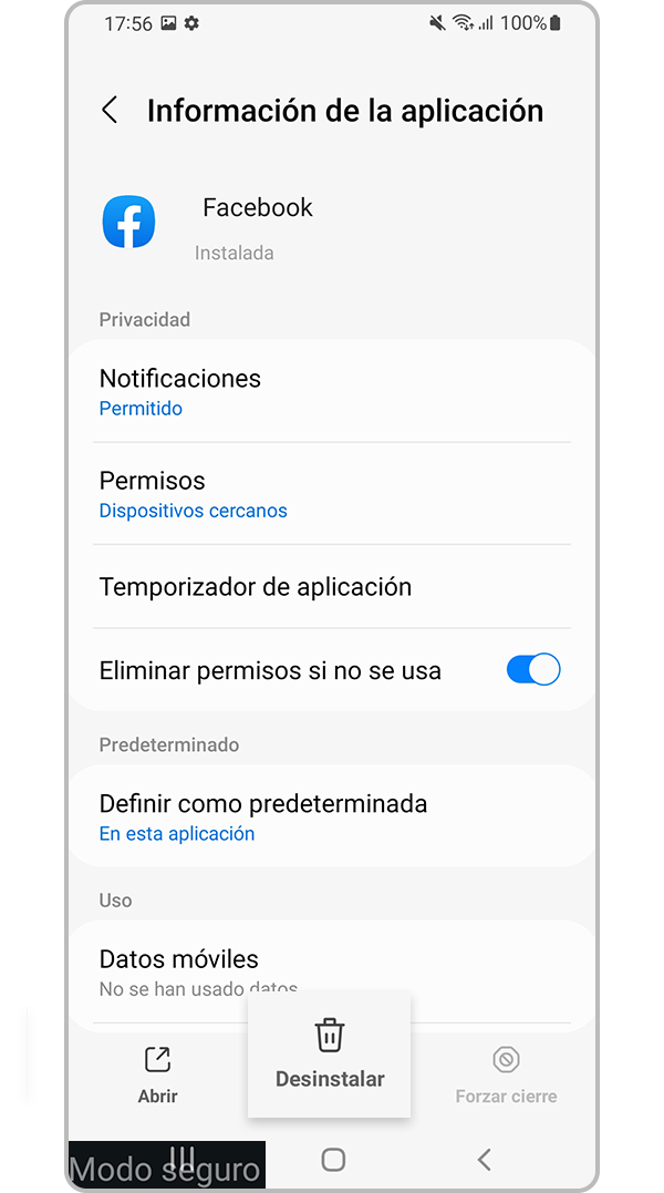 Desinstalar aplicación