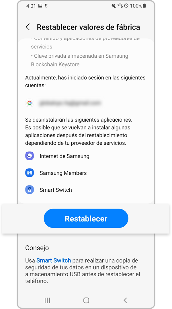 Reinicie el teléfono