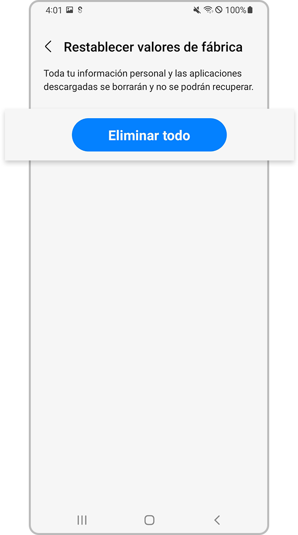 Eliminar todo Restablecimiento de datos de fábrica