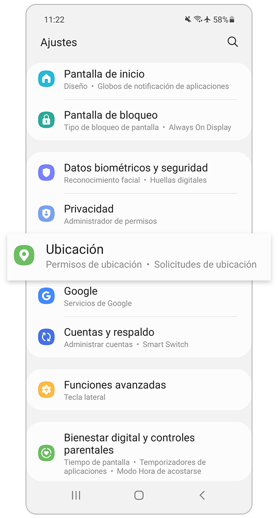 Configuración de ubicación