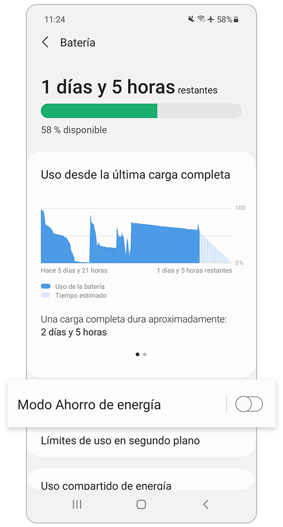 Selecciona el modo de ahorro de energía