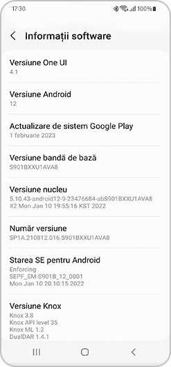 verificare versiune curentă de software pentru dispozitiv
