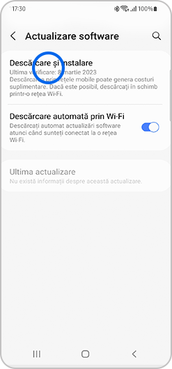 Actualizare software Descărcare și instalare