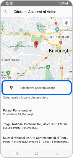 Harta „Găsește o locație”