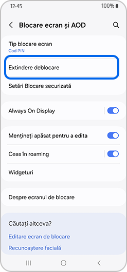 Ecranul „Blocare ecran și AOD”