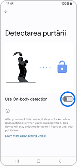 Ecranul ,,Detectarea purtării”