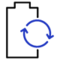 Illustrated battery with recycling icon