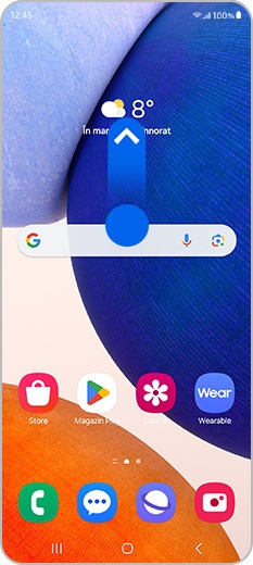 Glisare rapidă în linie dreaptă pe ecranul principal al smartphone-ului utilizând One Hand Operation +