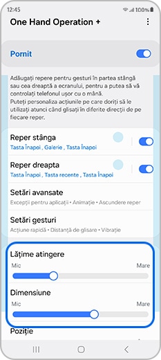 Ajustarea reperelor One Hand Operation +