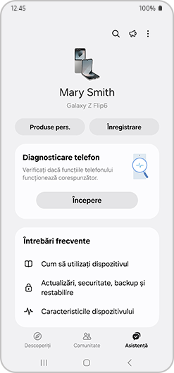 Opțiuni de diagnosticare telefon și FAQ.