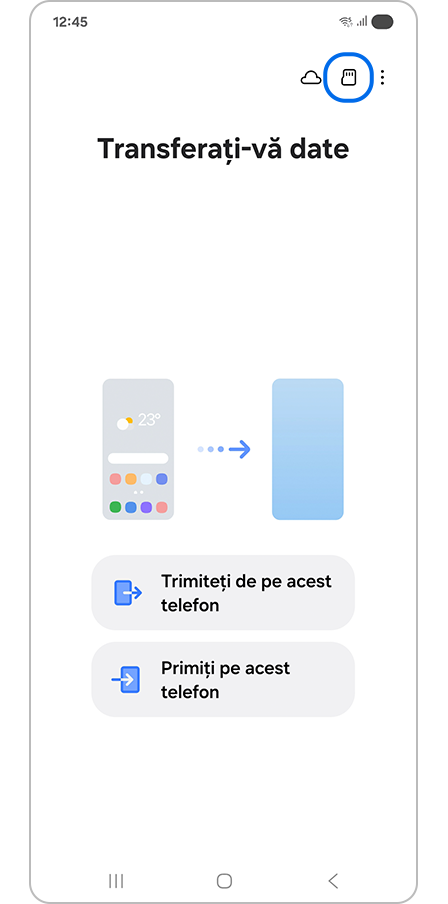 Atingerea pictogramei Card SD