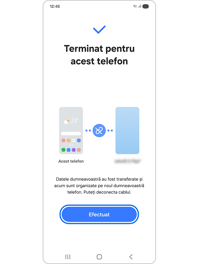 Atingerea butonului Efectuat după transfer