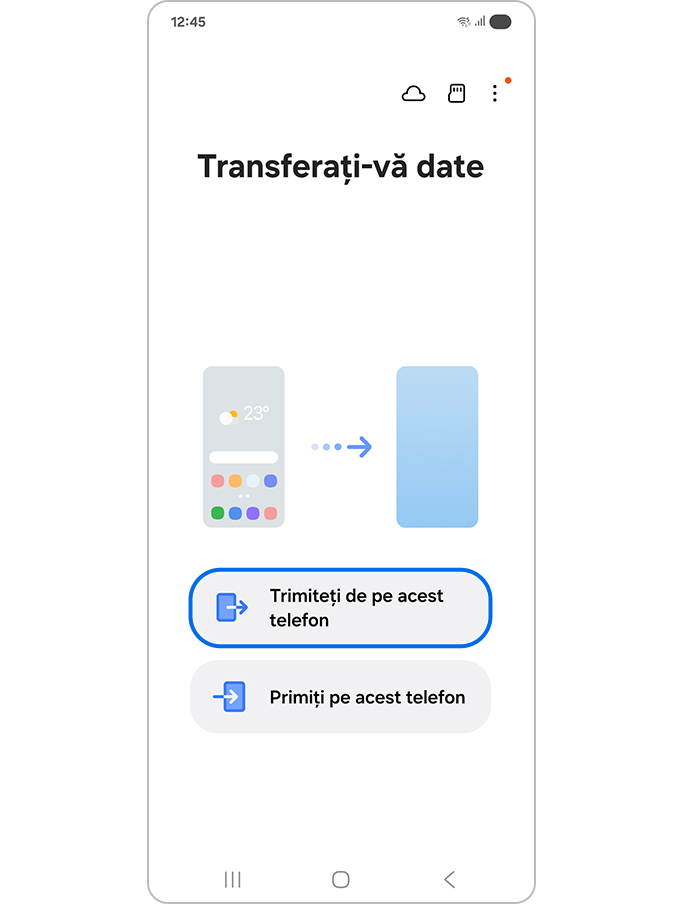 Ecran care întreabă dacă doriți să trimiteți de pe acest telefon