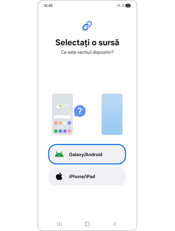 Selectarea tipului de dispozitiv anterior