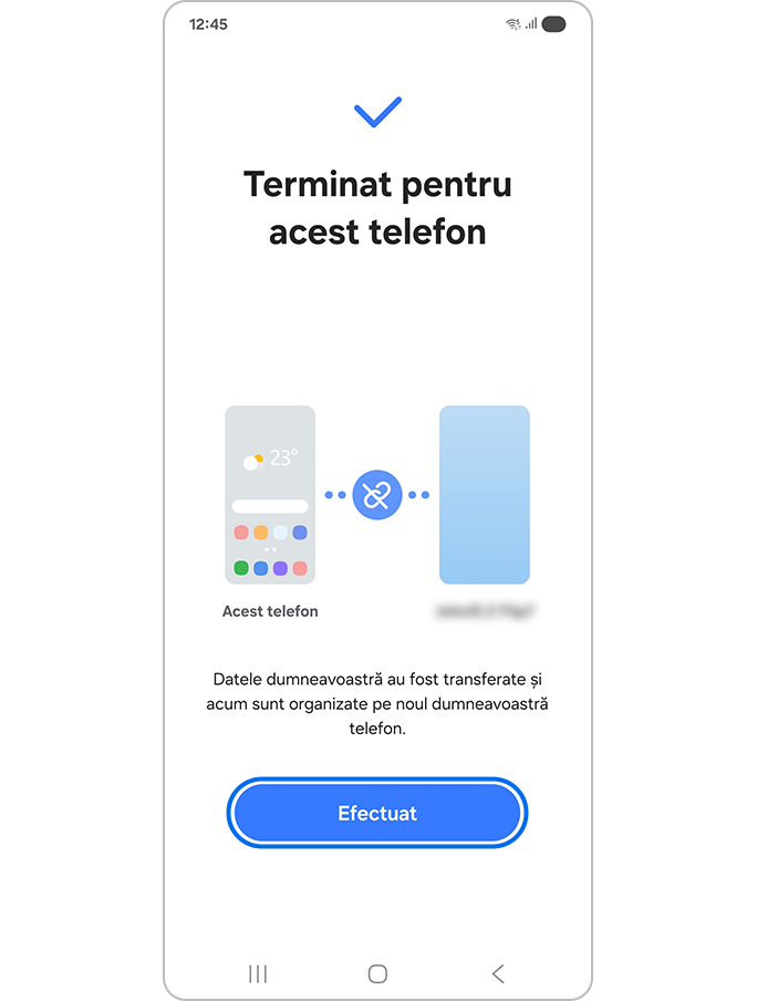 Atingerea butonului Efectuat