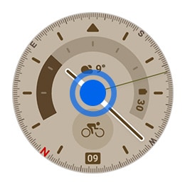 Galaxy Watch6 Classic с кафяв циферблат с компас с избран център