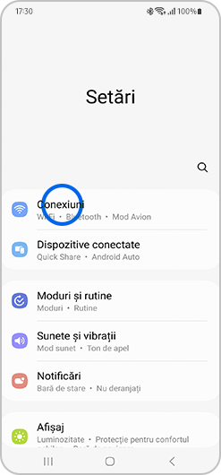 Deschideti setari si atingeti conexiuni