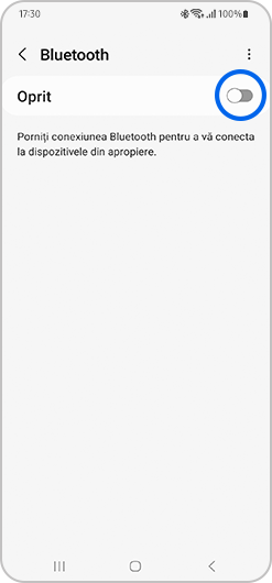 Glisati butonul de comutare Bluetooth pentru a l activa