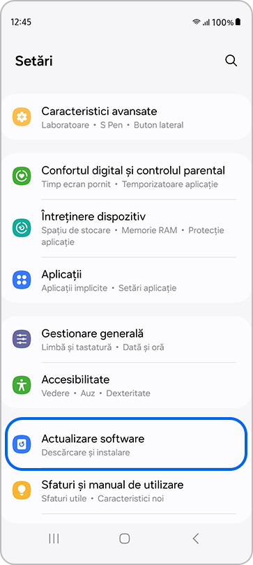 Accesează Setări > Actualizare de software