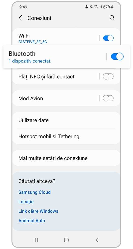 verificați dacă este activat Bluetooth