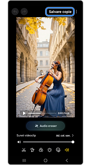 Butonul „Salvare copie” evidențiat