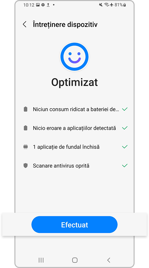 Atinge Efectuat pentru a finaliza optimizarea