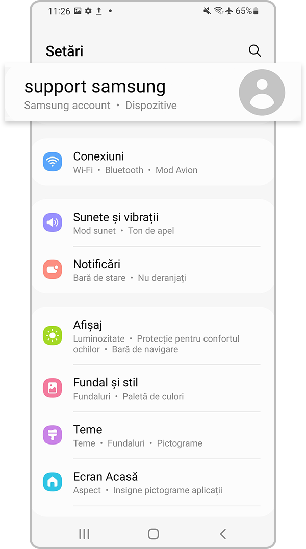 Selectează Cont Samsung