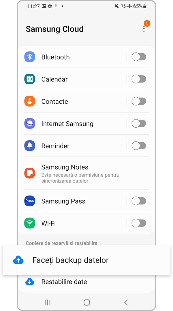 Backup date Samsung Cloud