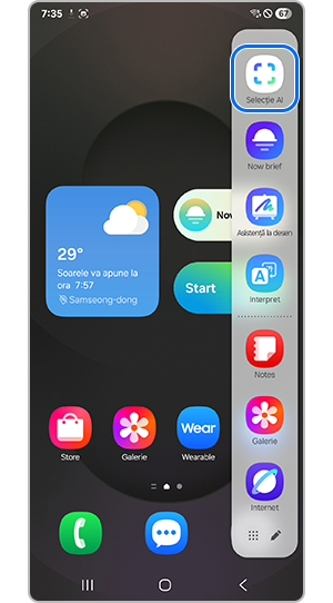 Selectați din panoul lateral
