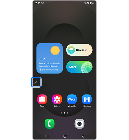 Air command (Comandă în aer) pe ecran
