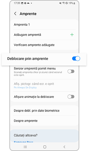 activare deblocare prin amprentă