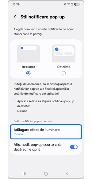Selectarea opțiunii Adăugare efect de iluminare